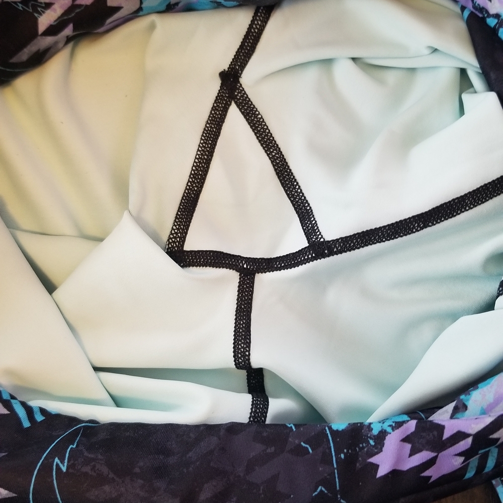 Constantly Varied Gear Skull and Plaid Skulls Leggings - Black and Blue - Picture 2 of 4